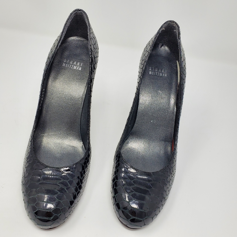 Stuart Weitzman black python round toe heels - Picture 11 of 11